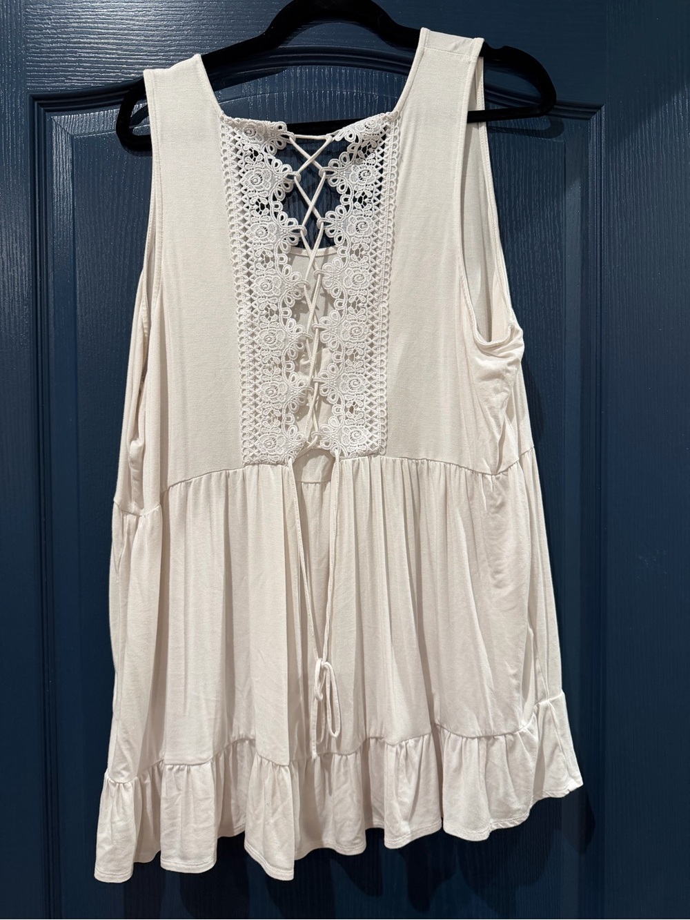torrid Cream Lace-Back Ruffle Tank (2) - Picture 2 of 2